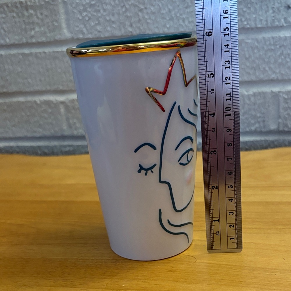 Starbucks '17 Anniversary Gold Crown Siren Ceramic Double Walled 10oz travel Mug - Picture 4 of 10